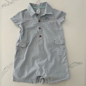 3/$10 Carter's Blue Checkered Romper 18 M
